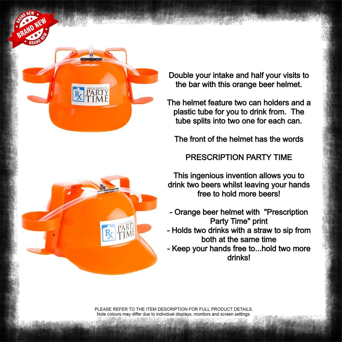 Drinking Hat Beer Helmet - Holds 2 Cans So You Can Hold 2 More! Brand New - Picture 55 of 97