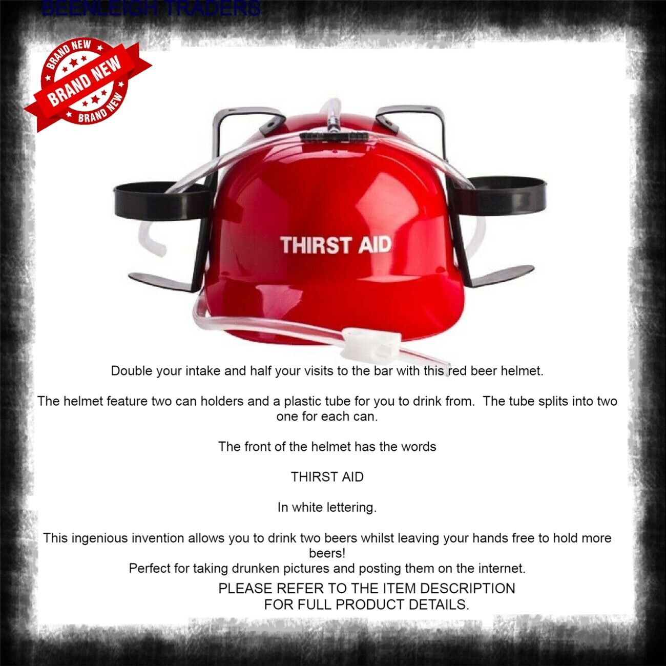 Drinking Hat Beer Helmet - Holds 2 Cans So You Can Hold 2 More! Brand New - Picture 66 of 97