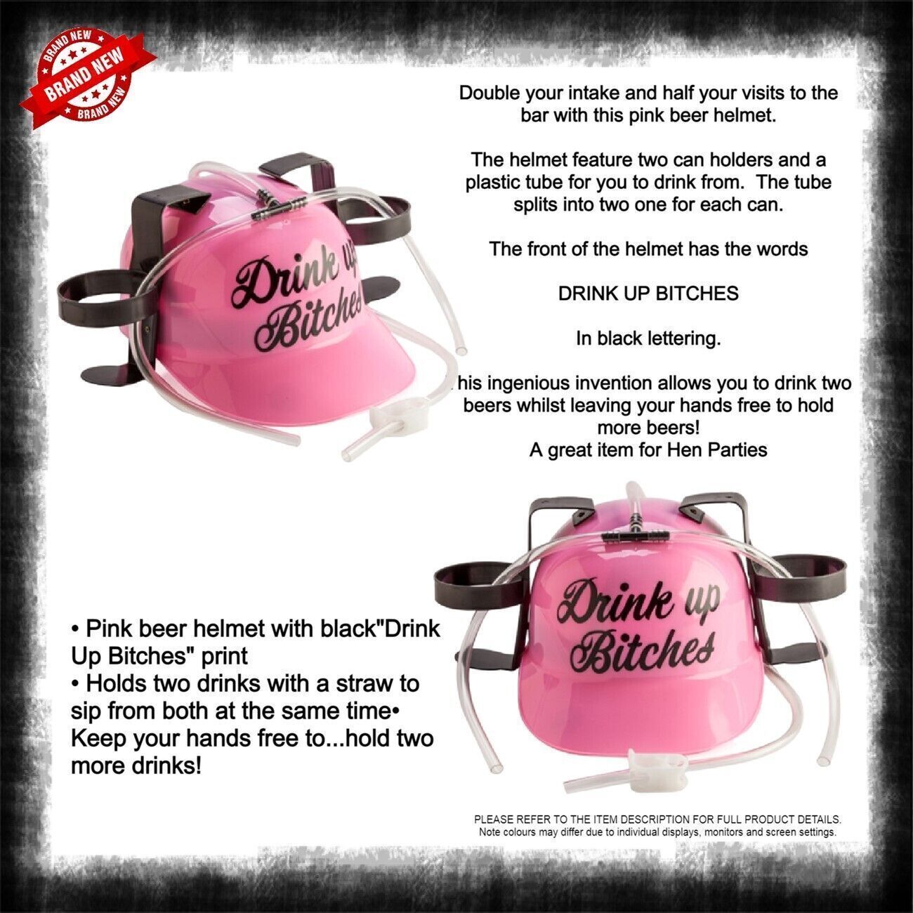 Drinking Hat Beer Helmet - Holds 2 Cans So You Can Hold 2 More! Brand New - Picture 35 of 97