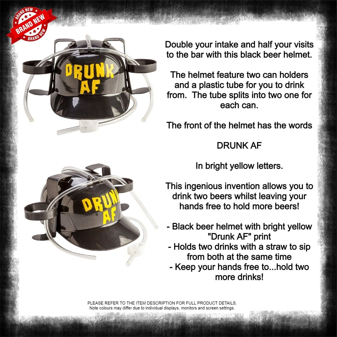 Drinking Hat Beer Helmet - Holds 2 Cans So You Can Hold 2 More! Brand New - Picture 95 of 97