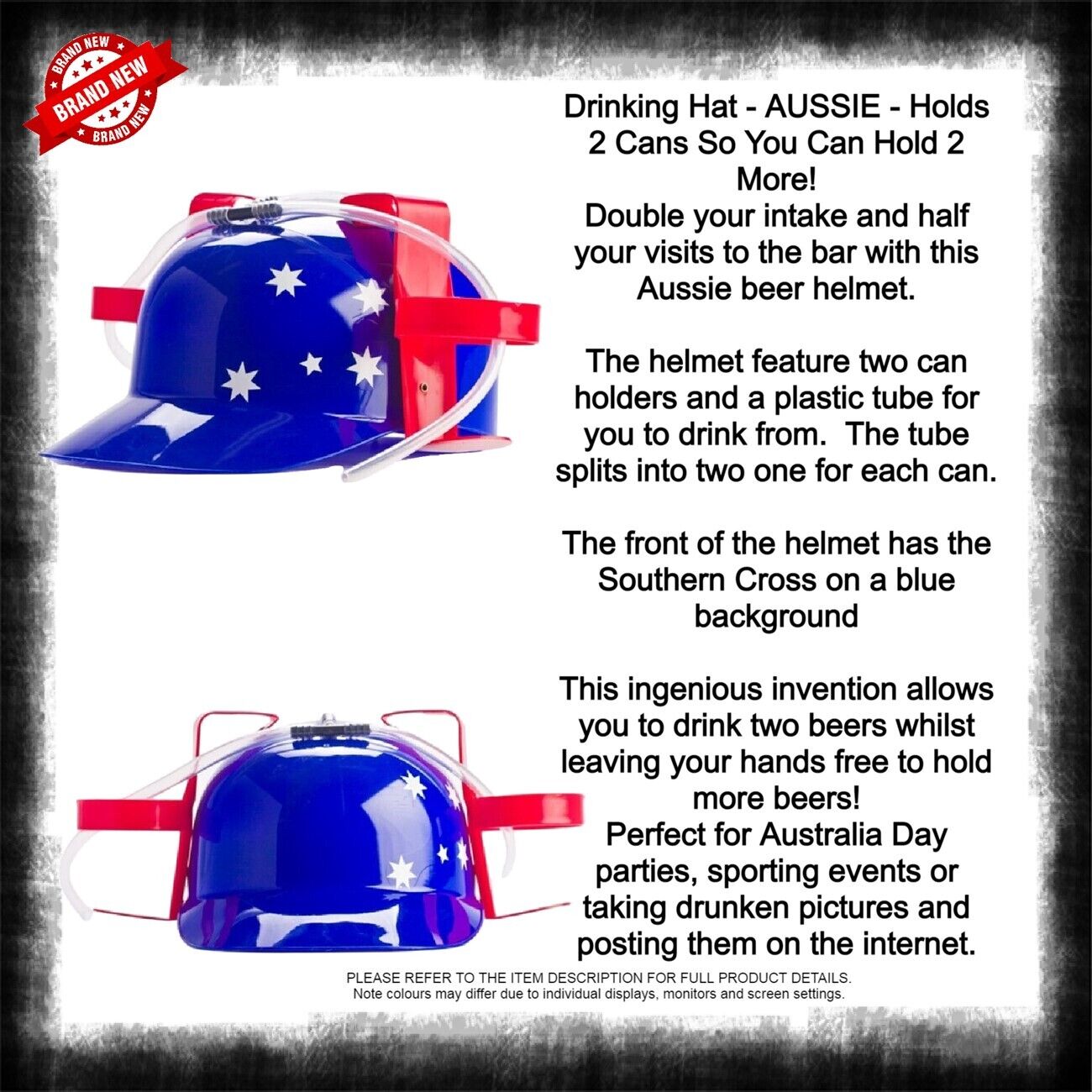 Drinking Hat Beer Helmet - Holds 2 Cans So You Can Hold 2 More! Brand New - Picture 76 of 97
