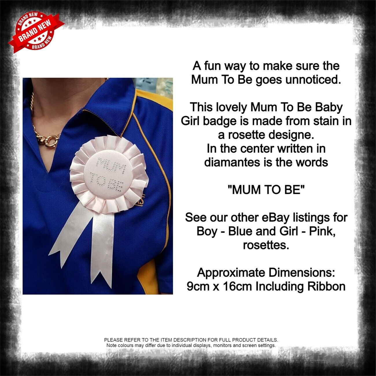 Baby Shower MUM TO BE ROSETTE - Blue Boy, Pink Girl, Yellow Sex Unknown - New - Imagen 13 de 20