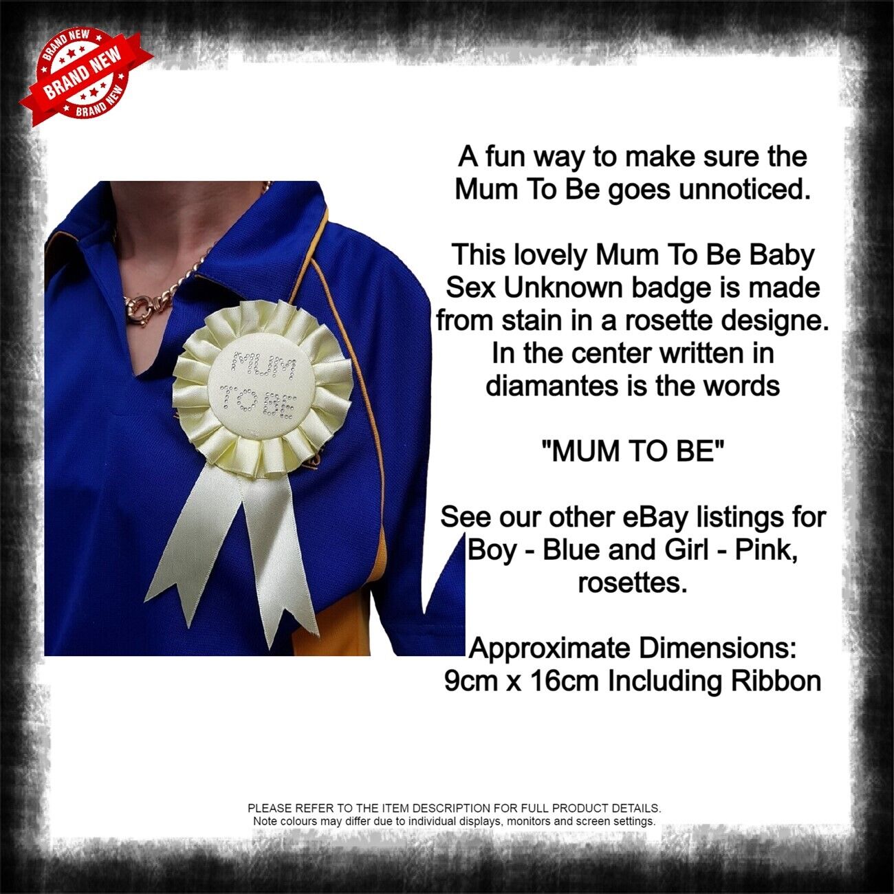 Baby Shower MUM TO BE ROSETTE - Blue Boy, Pink Girl, Yellow Sex Unknown - New - Imagen 18 de 20