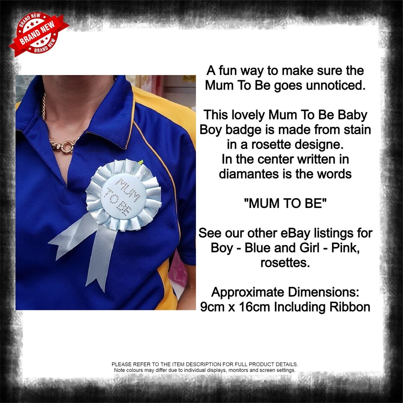 Baby Shower MUM TO BE ROSETTE - Blue Boy, Pink Girl, Yellow Sex Unknown - New - Imagen 8 de 20