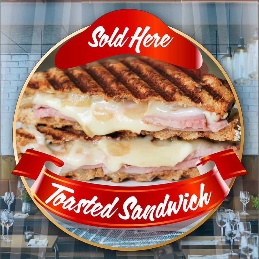 TOASTED SANDWICH TOASTIE Catering Window Cafe Shop Restaurant Sticker