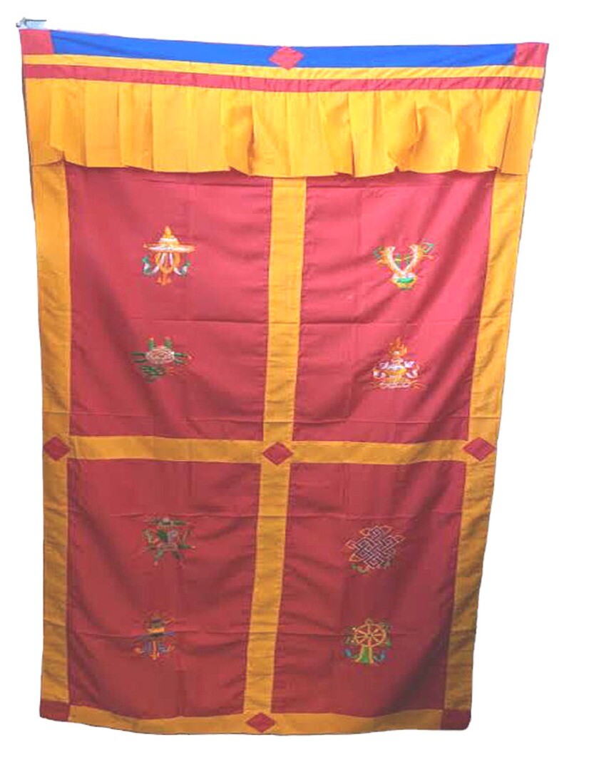 Nepalese/Tibetan Buddhist Auspicious Signs Door Curtain (173cm x 86cm)