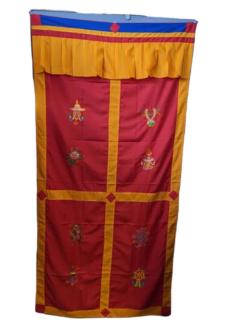 Nepalese/Tibetan Buddhist Auspicious Signs Door Curtain (173cm x 86cm)