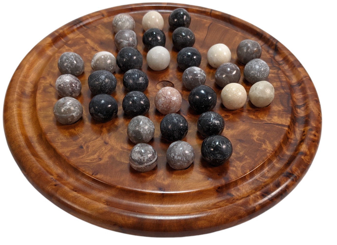 Moroccan Thuya Wood & Stone Solitaire Set 20cm/8 Fair Trade