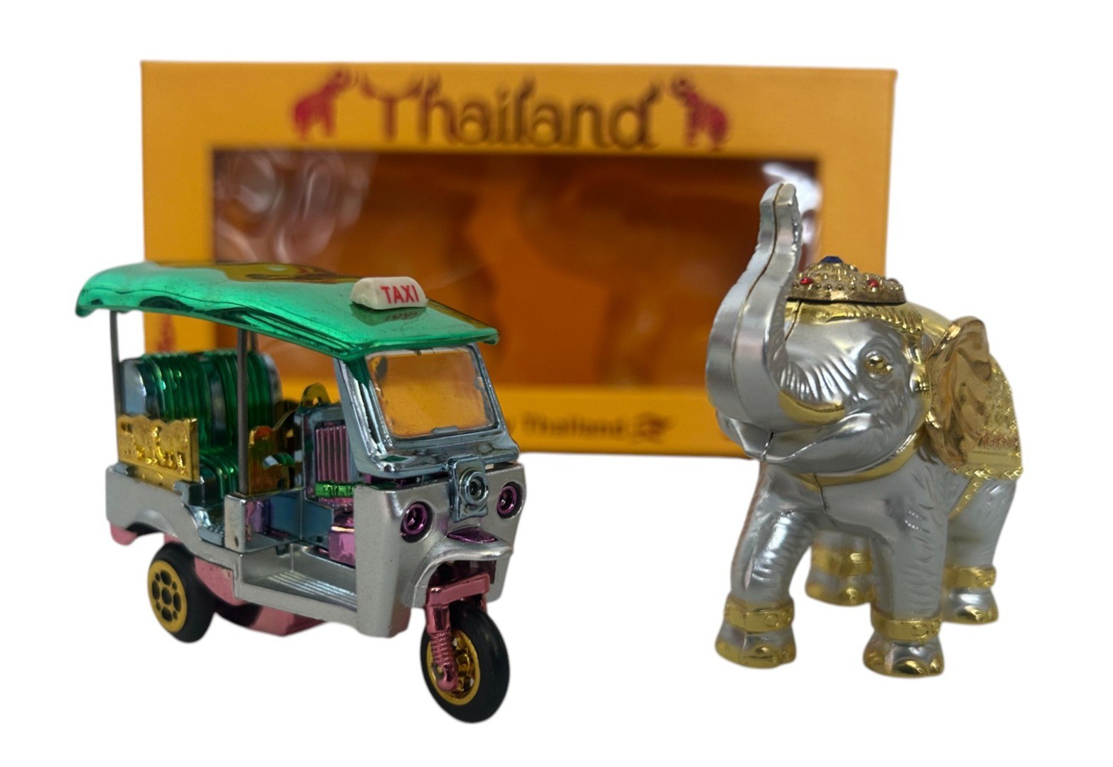 Thailändisches Tuk-Tuk- und Elefanten-Ornament-Geschenkset