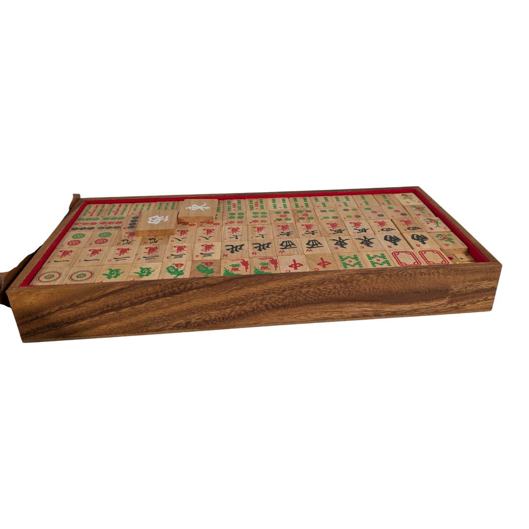 Thai Handmade Rainwood Mah Jong Set Fair Trade Damaged