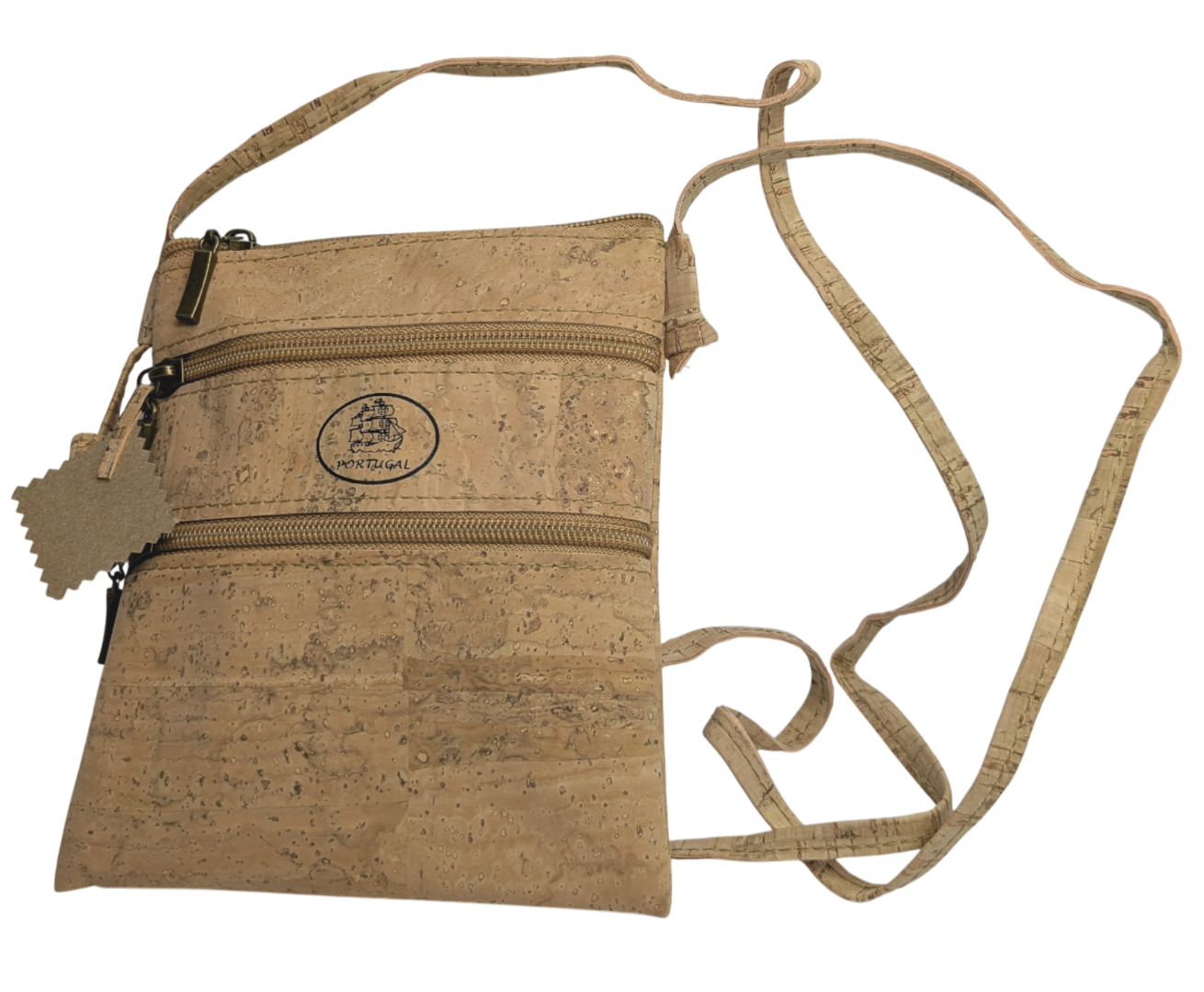 Sac bandoulière en liège portugais fait à la main Vegan Durable Triple Zip Knot Strap