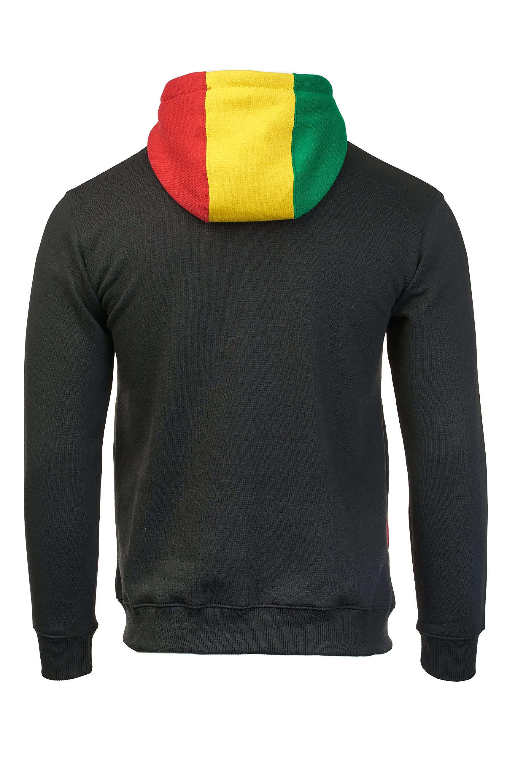 Felpa con cappuccio Rasta Reggae con cerniera nei colori rasta di CRAZY Lizard. Ricamo leone rasta. - Foto 40 di 62