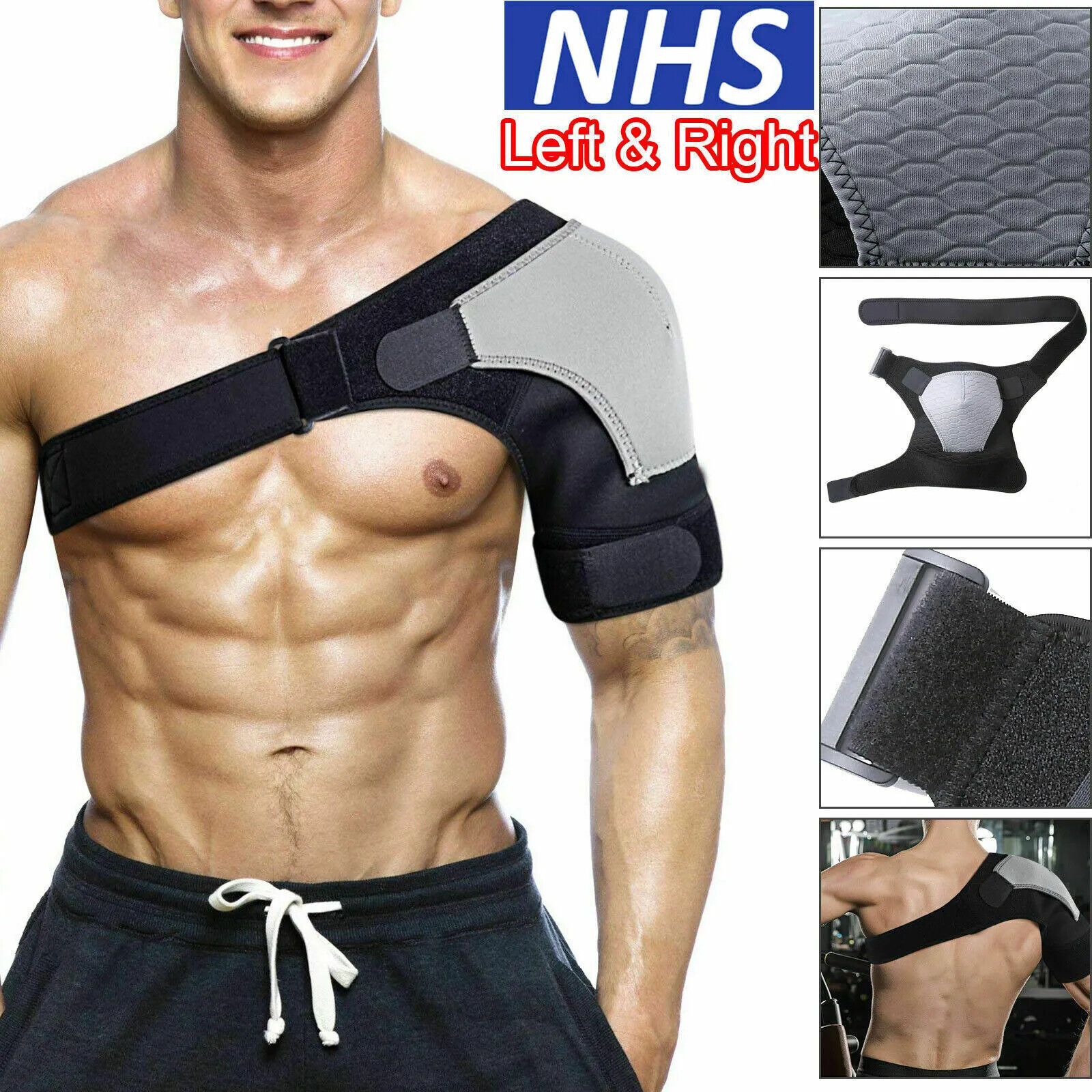 Left/Right Shoulder Brace Rotator Cuff Support Injury Dislocate Compress Strap - Picture 11 of 11