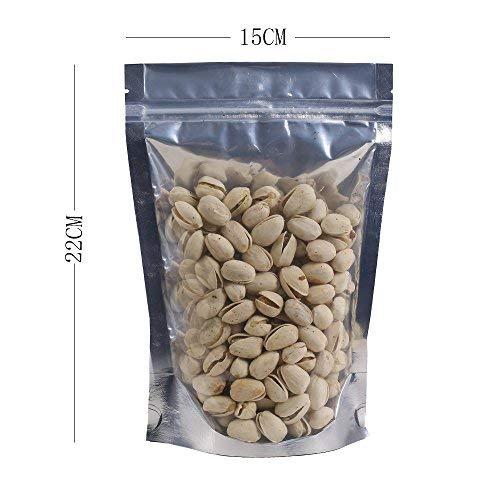 100x Gripseal Zip Seal Lock Food Bags Stand-up Pouch BPA Free Clear/Silver - Picture 14 of 15