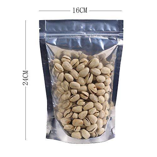 100x Gripseal Zip Seal Lock Food Bags Stand-up Pouch BPA Free Clear/Silver - Picture 15 of 15