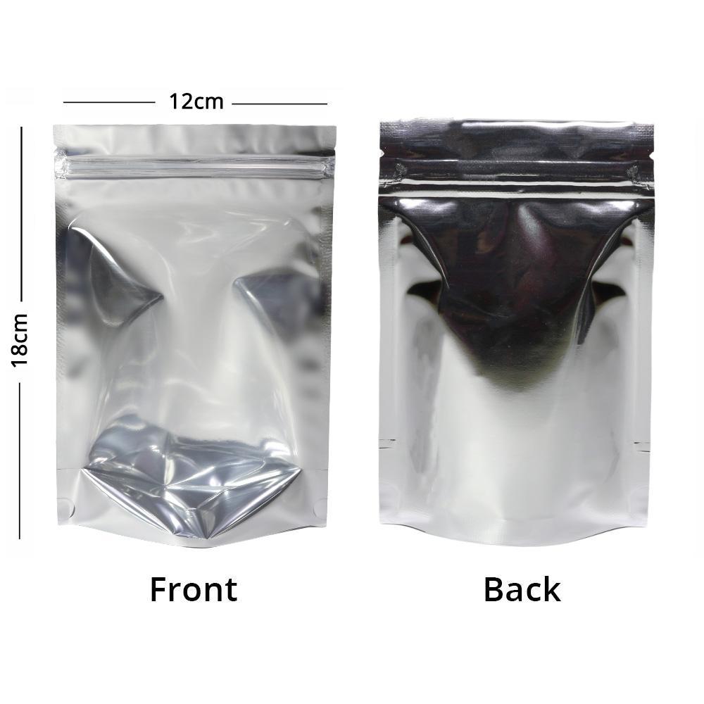 100x Gripseal Zip Seal Lock Food Bags Stand-up Pouch BPA Free Clear/Silver - Picture 11 of 15