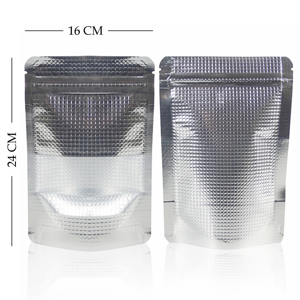 Gripseal Food Bags Silver Foil Clear Window Gusset Base Stand-Up Pouch BPA Free - Picture 21 of 31