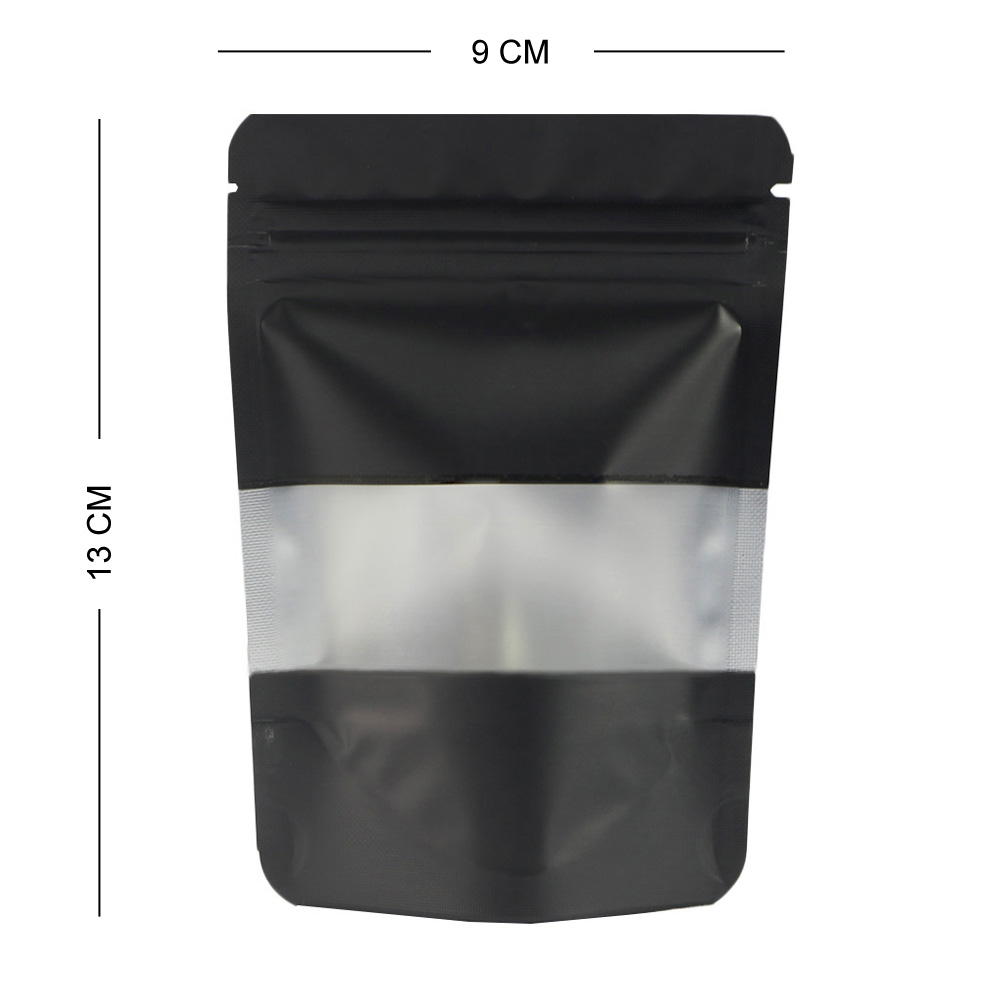 Food Bags Gussett Base Gripseal Pouch Black Small Clear Window For Food Packing - Picture 8 of 21