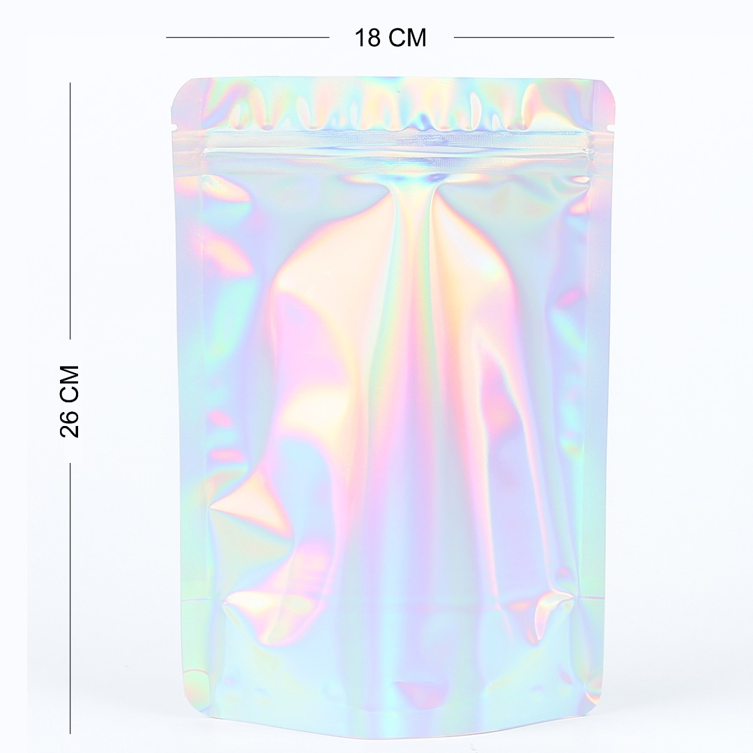 Holographic Silver Gripseal Bags Gusseted Zipper Lock Pouch BPA Free Food Packin - Picture 19 of 24