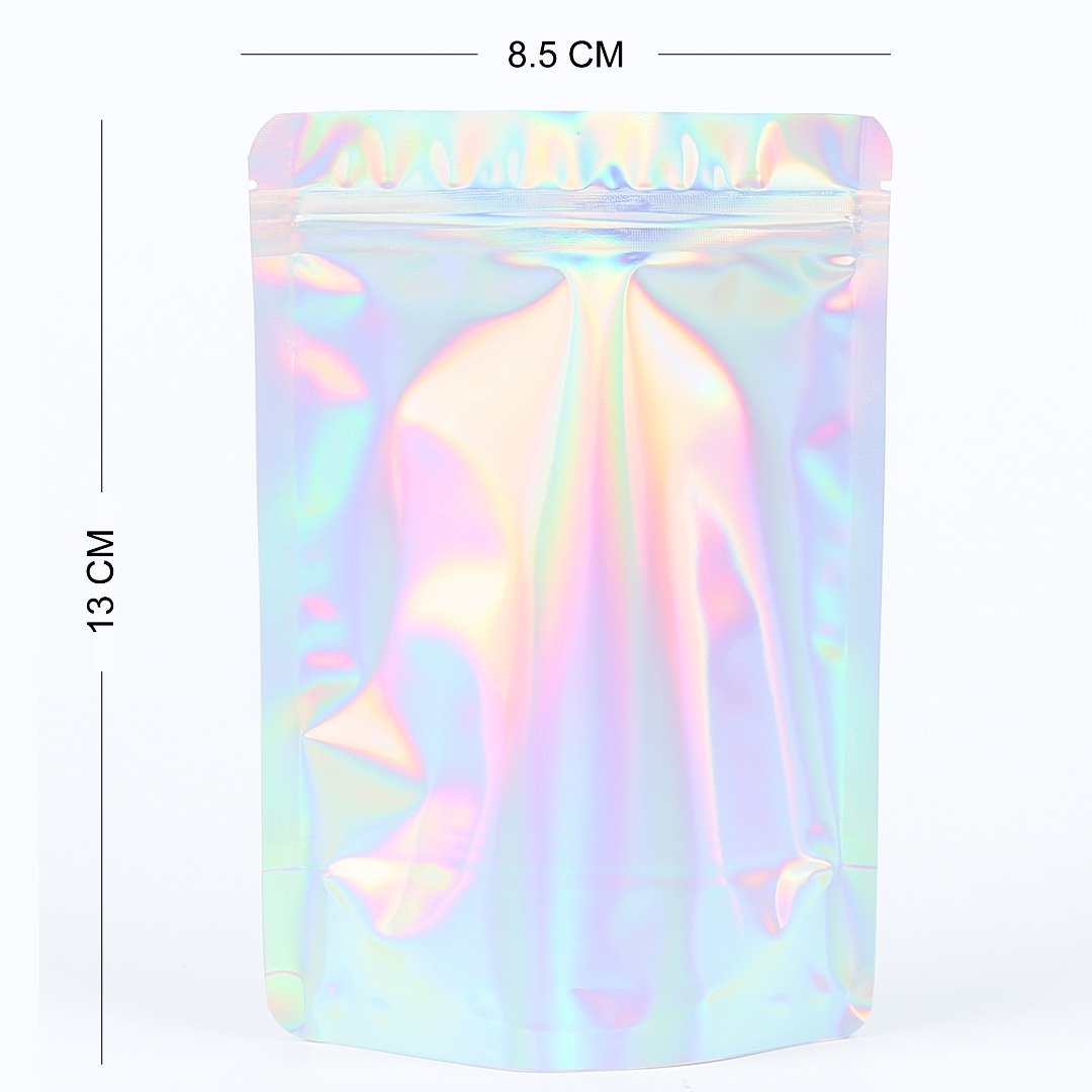 Holographic Silver Gripseal Bags Gusseted Zipper Lock Pouch BPA Free Food Packin - Picture 8 of 24