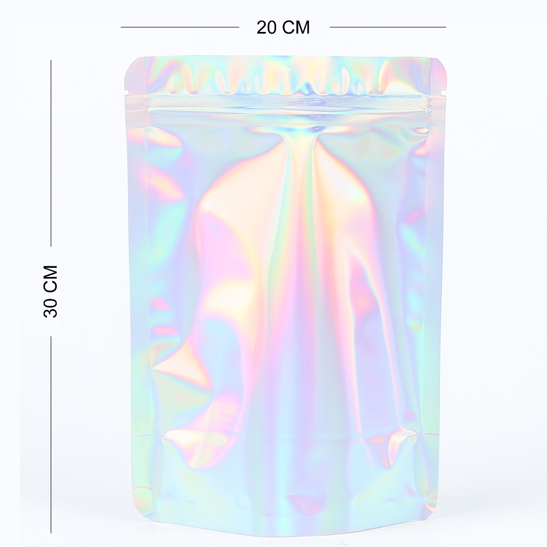 Holographic Silver Gripseal Bags Gusseted Zipper Lock Pouch BPA Free Food Packin - Picture 24 of 24