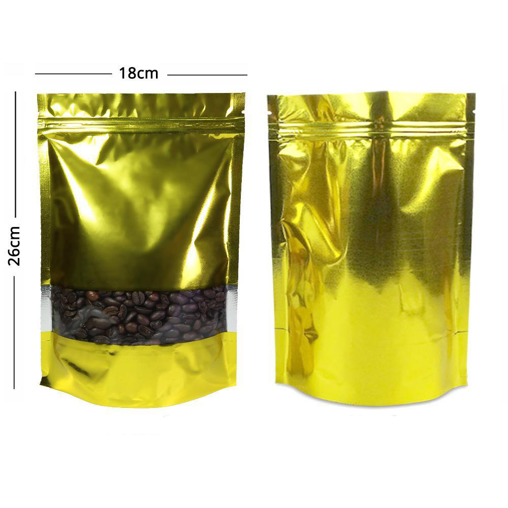 Gripseal Lebensmitteltaschen Stand Up Zwickel Beutel golden klares Fenster BPA kostenlose Verpackung - Bild 17 von 17