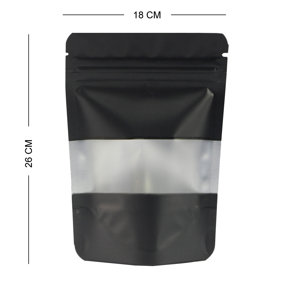 Food Bags Gussett Base Gripseal Pouch Black Small Clear Window For Food Packing - Picture 16 of 21