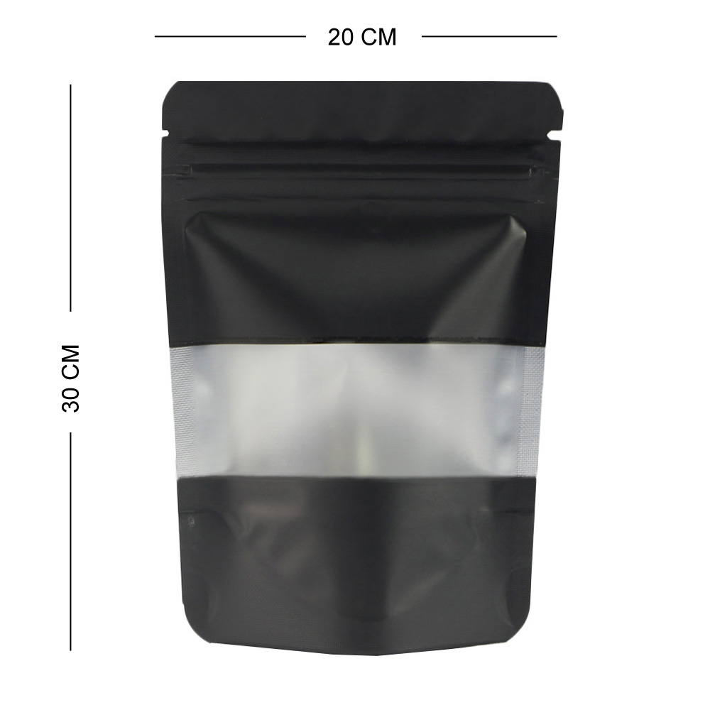 Food Bags Gussett Base Gripseal Pouch Black Small Clear Window For Food Packing - Picture 18 of 21
