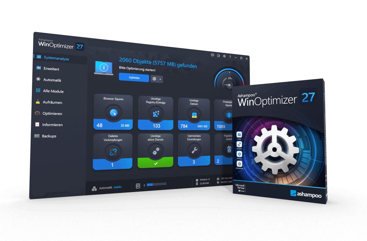 Ashampoo WinOptimizer 27 Améliorer Fix Optimize Améliorer Windows - Photo 6/20