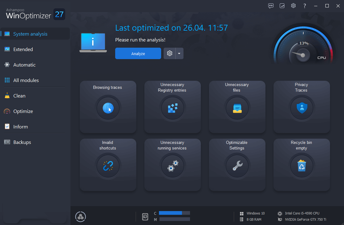 Ashampoo WinOptimizer 27 Améliorer Fix Optimize Améliorer Windows - Photo 8/20