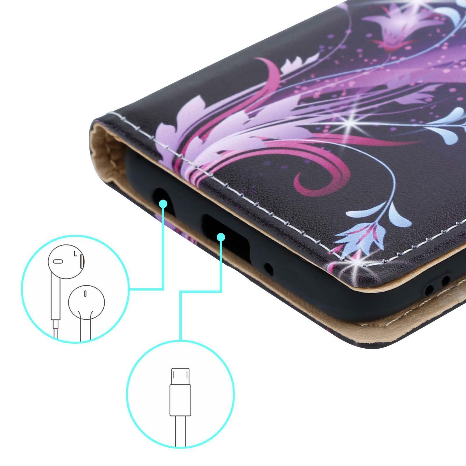 Cover Con Vetro Temperato Per Moto E6 Custodia Portafoglio Con Supporto E Vetro Temperato Per Motorola Moto E6 Play, Pelle PU, Colori Vari - Pixfab Custodia Portafoglio Con Vetro Temperato - Foto 2