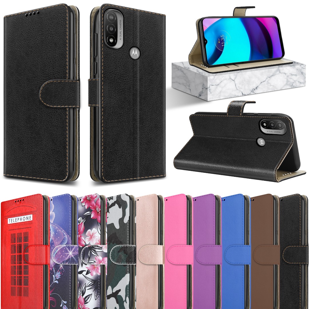 Custodia Portafoglio In PU Pelle Con Magnete Per Motorola E20/E30/E40, Design Lupo, Marrone