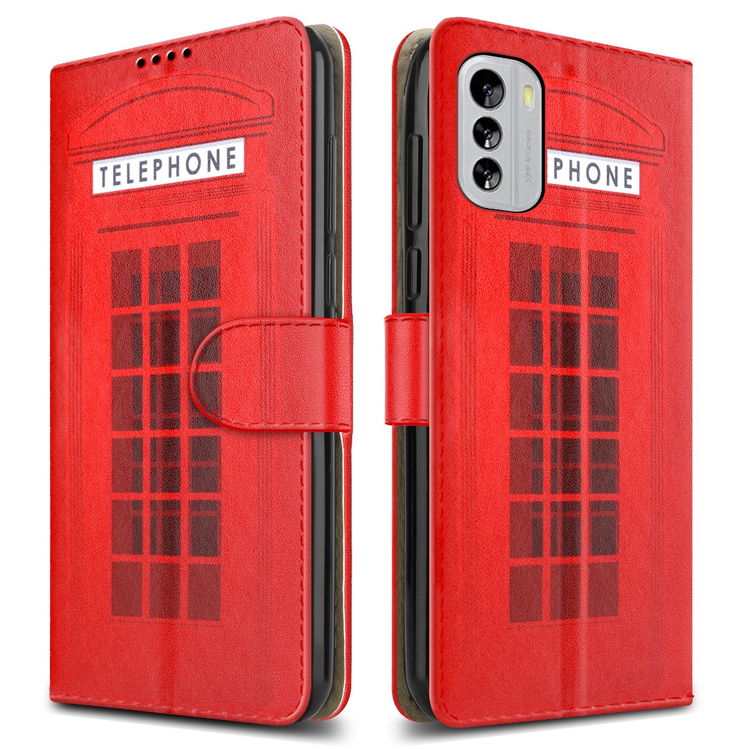 Custodia Portafoglio In Pelle Per Nokia C12, Con Slot Carte E Supporto, Antiurto, Magnetica, Rosso
