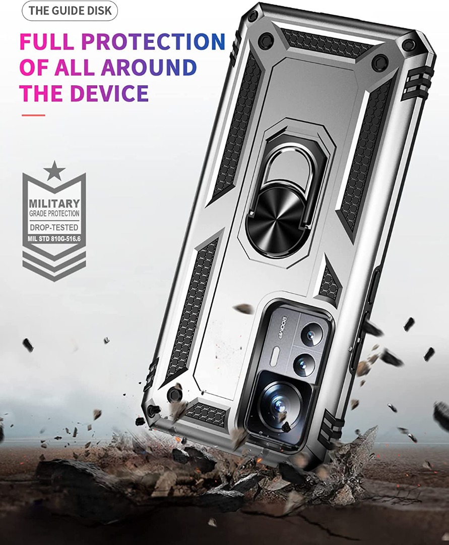 Custodia DESSEN Per Xiaomi 12T Pro / 12T: Cover TPU Morbida Con Anello Rotante 360° E Supporto Magnetico, Antiurto, Rosa - 3