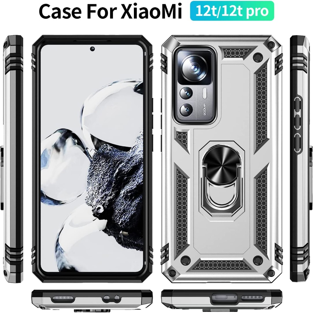 DESSEN Cover Per Xiaomi 12T Pro/12T 5G, Custodia In TPU Con Anello Rotante 360° E Supporto Magnetico, Rosa