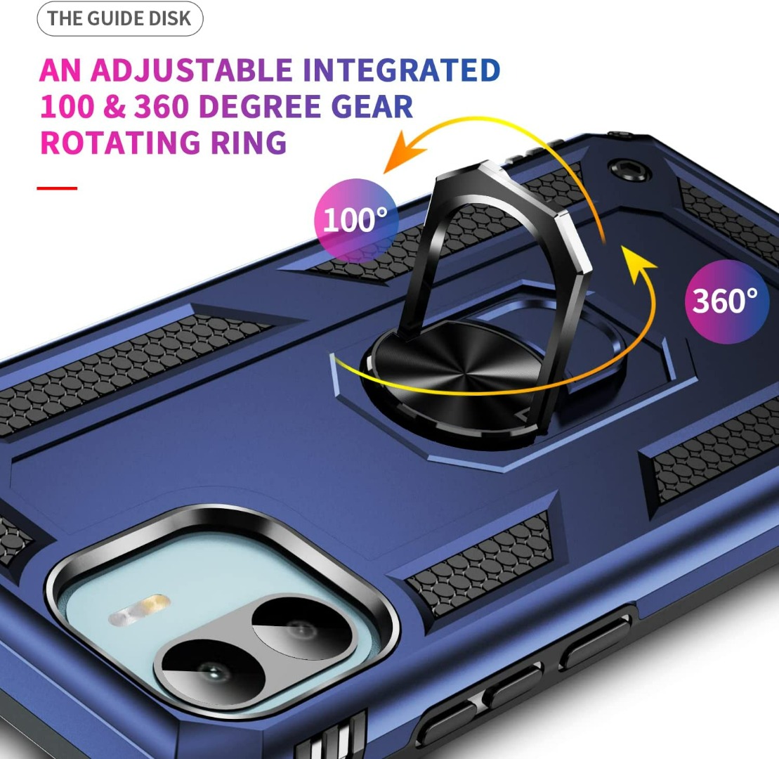 COMAKU Cover Armor Per Xiaomi Redmi A1 Plus, Custodia TPU+PC Antiurto Con Anello Portadita E Supporto Magnetico, Blu - 5
