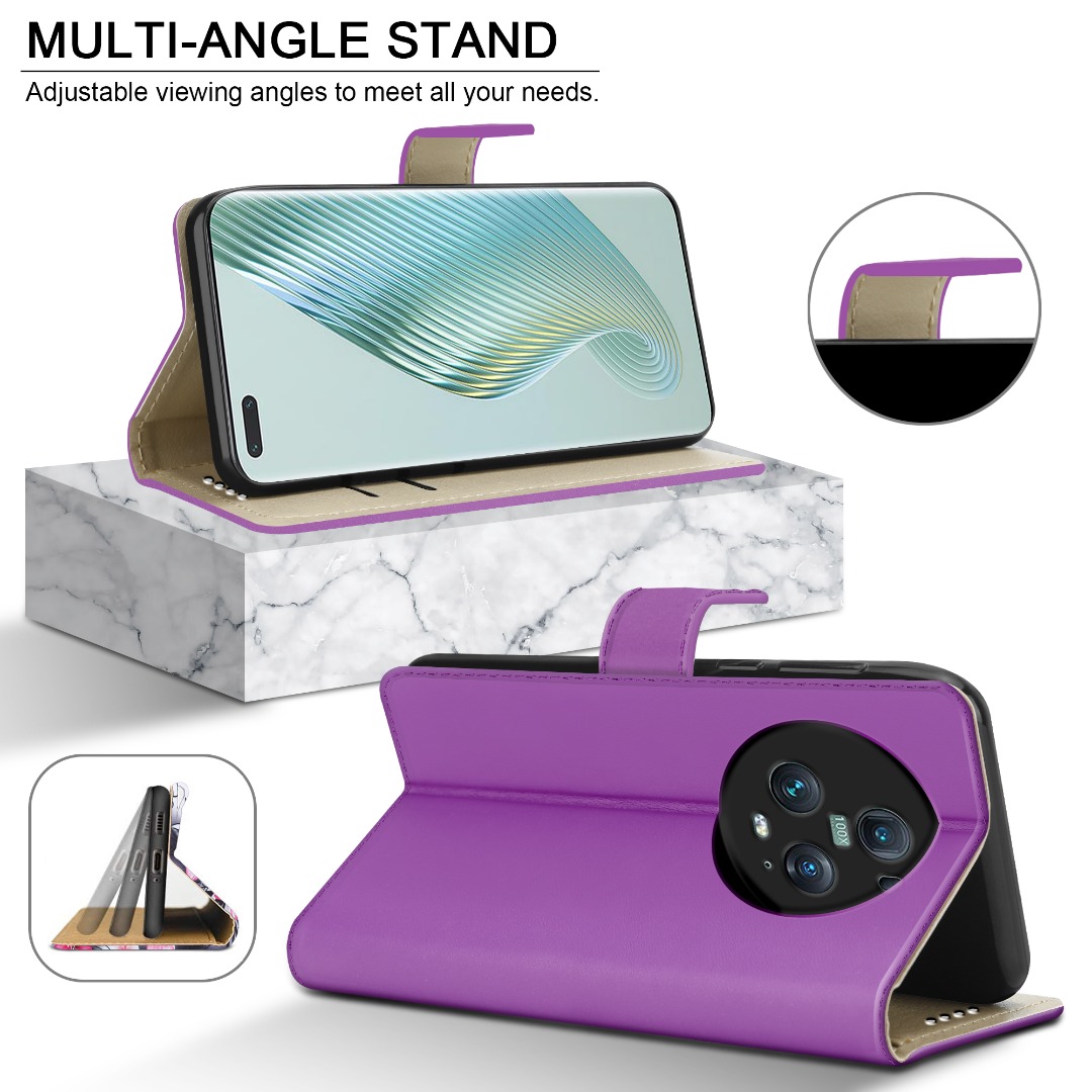 MOJIA Custodia Flip Cover Con Portafoglio Per Honor Magic5 Pro 5G, In Similpelle Marrone, Con Supporto E Slot Per Schede, Antiurto - 5