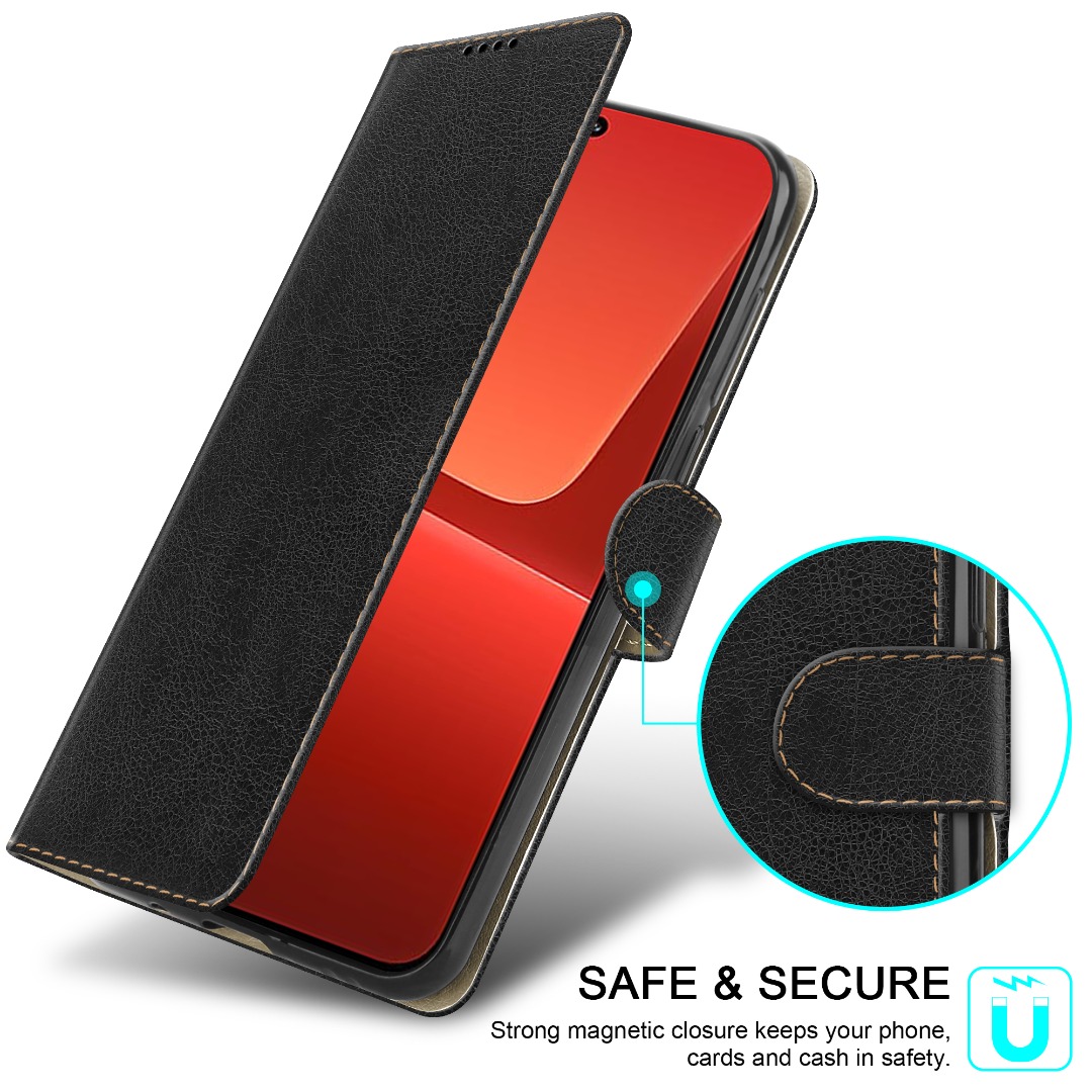 Custodia Portafoglio In Pelle PU Per Xiaomi Mi 13 Ultra – Con Slot Carte E Funzione Stand – Nero