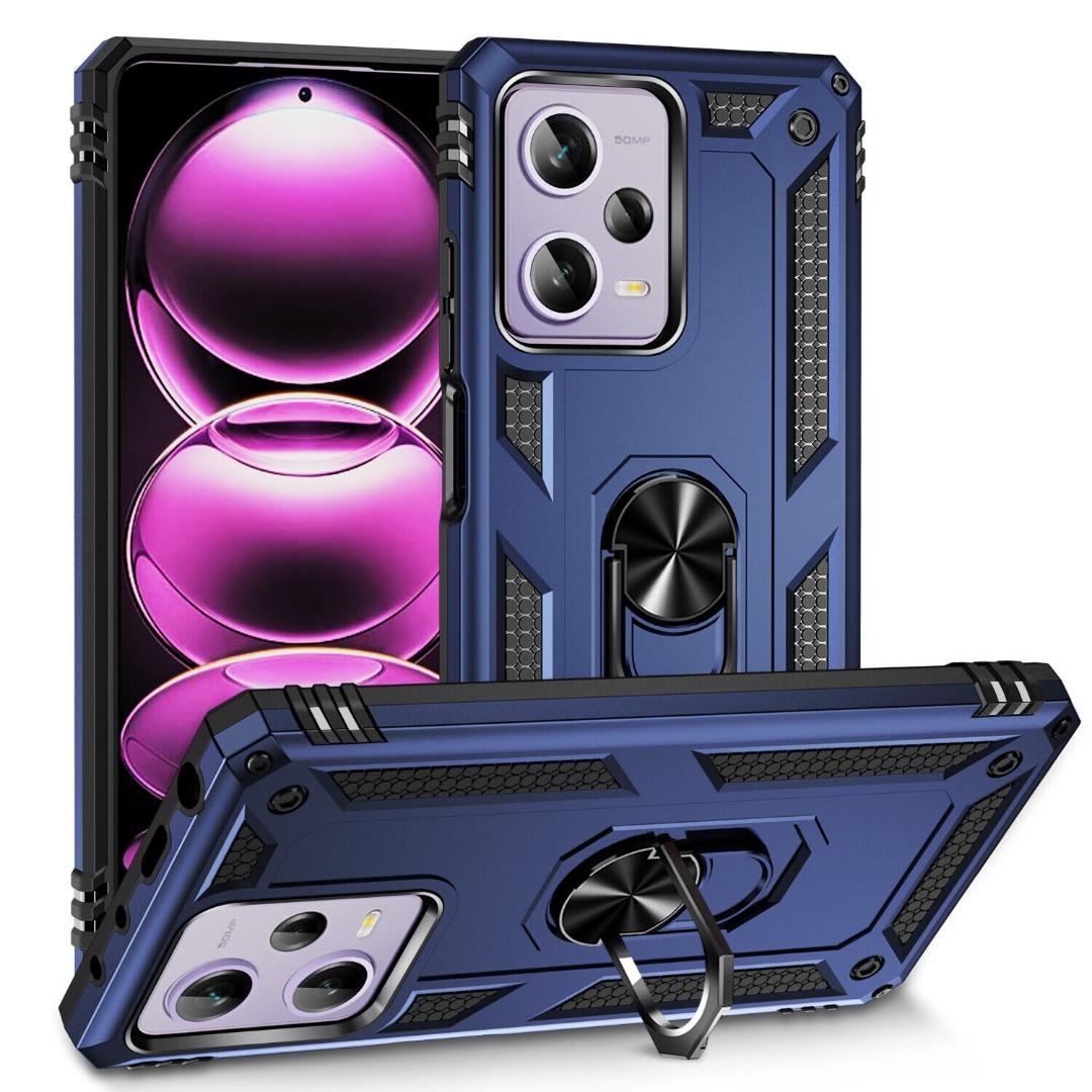 Custodia Per Xiaomi Poco X5 PRO 5G Con Anello Rotante 360° E Supporto – Cover Sottile Antiurto In TPU E PC – Colore Blu