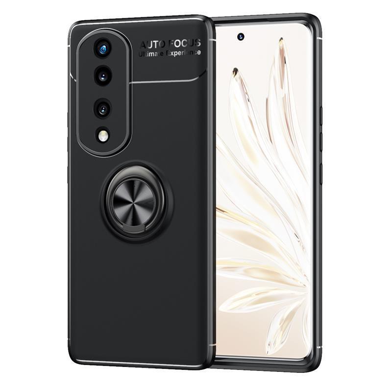 Cover Per Honor 90 5G Con Anello Rotante 360° – Custodia Antiurto TPU Morbida Rossa – Supporto Magnetico E Bordo Rialzato