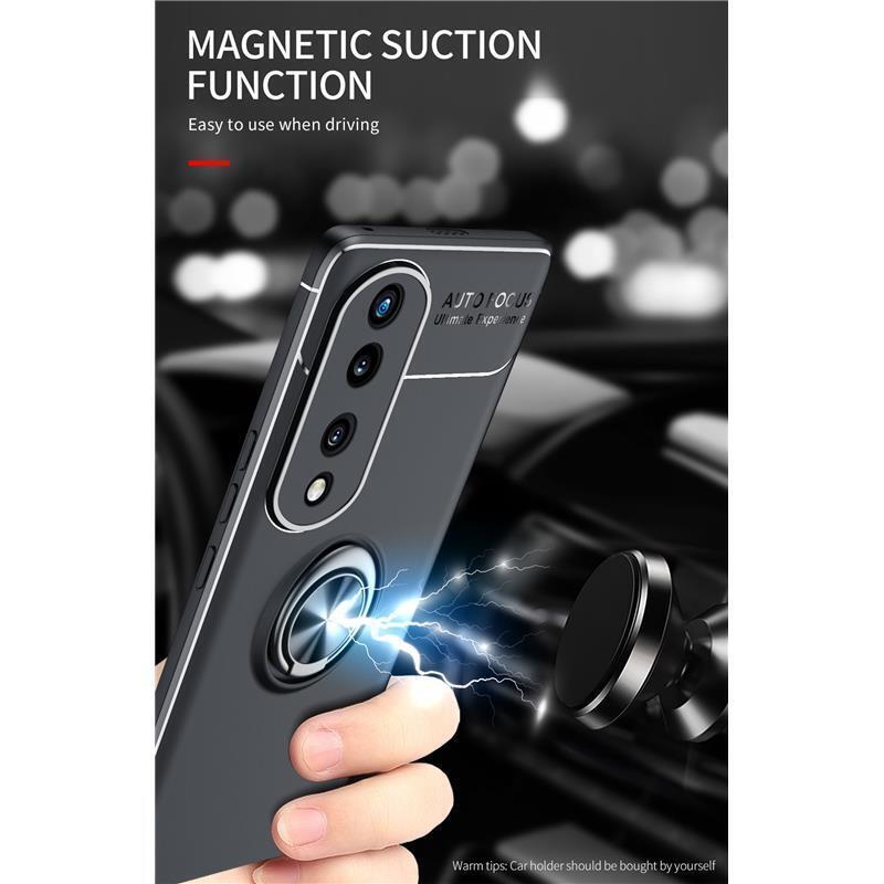 DERHAN Cover per Honor 90 Lite 5G con Vetro Temperato, Custodia Protettiva Resistente Antiurto Robusta Case con Supporto Magnetico Rotante a 360° - Rosso