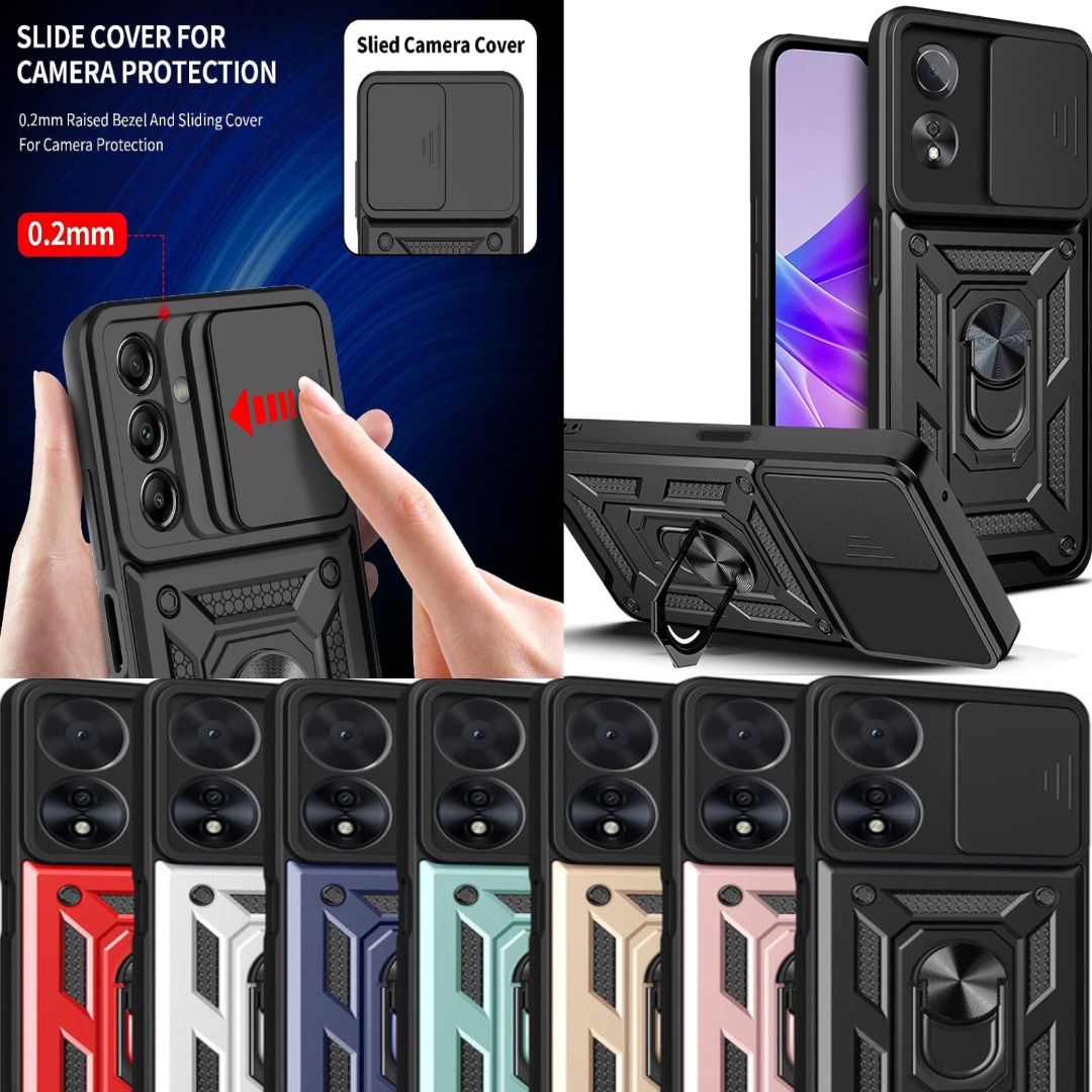 Custodia Antiurto PIXFAB Per Oppo A15: Con Anello E Supporto Magnetico, Nero - 3