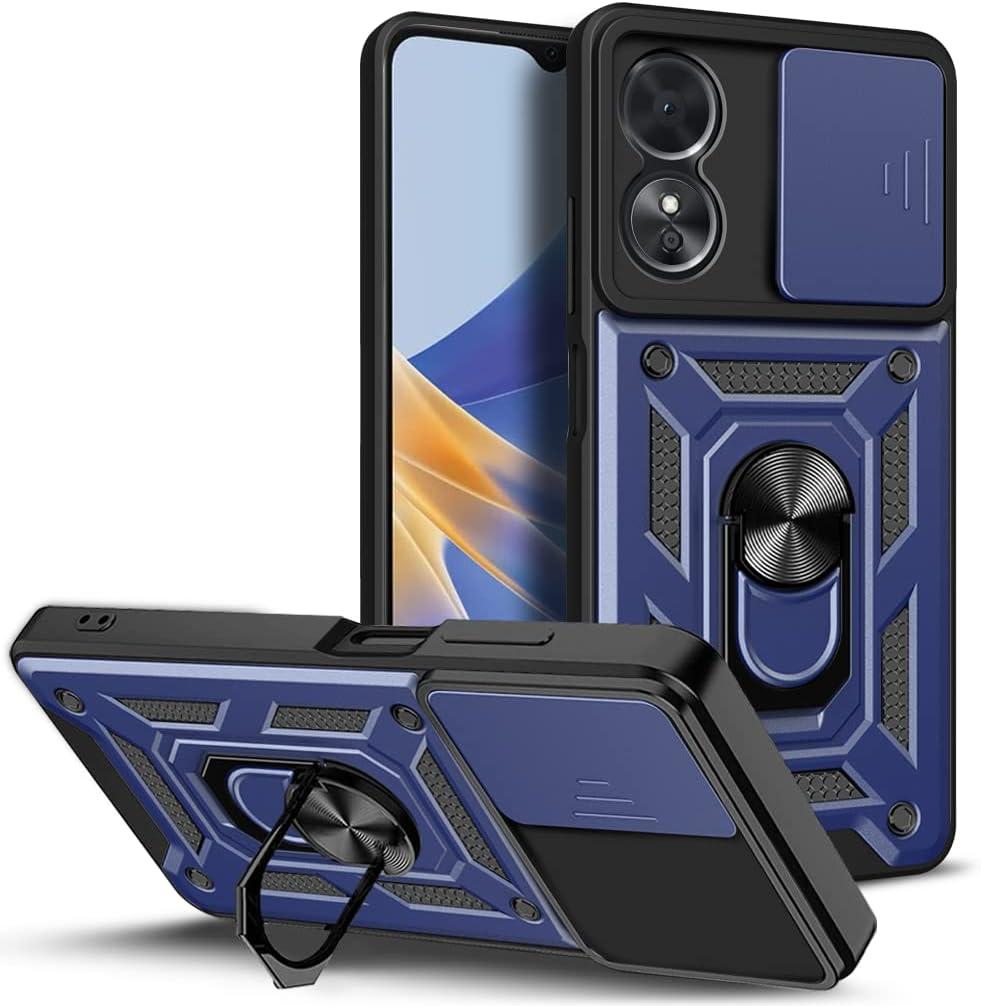 Handyhülle Für Oppo A58 5G & A78 5G – Mit Schiebedeckel Für Kamera, Metallring & Ständer-Funktion
