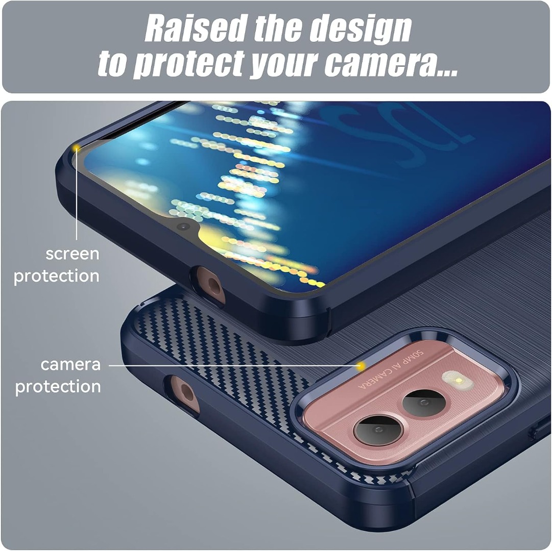 Custodia per Nokia C32, in morbida fibra di carbonio TPU antiurto per Nokia C32 (rosso