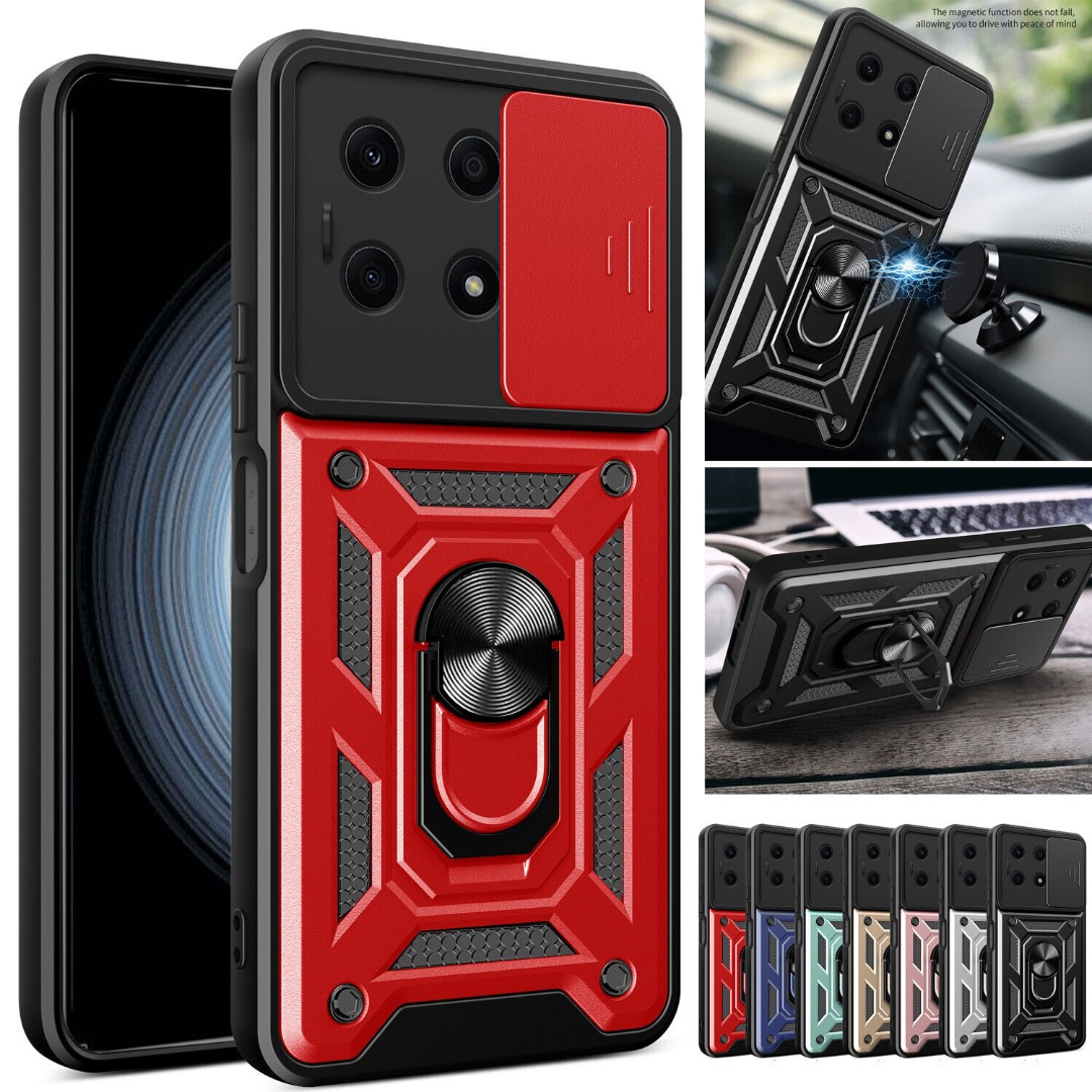 ESTH Cover Per Honor X8b 4G Con Protezione Fotocamera Scorrevole E Anello Porta Carta - Rosso