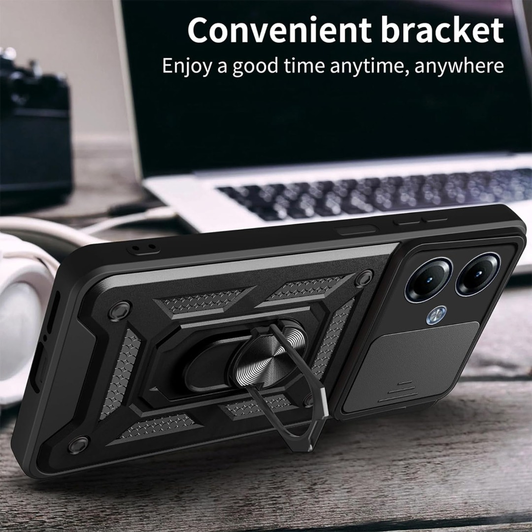 Custodia Per Motorola Moto G14 Con Supporto Ad Anello E Magnete – Antiurto In TPU E PC, Cover Sottile Con Protezione Fotocamera, Per Auto Magnetic Holder