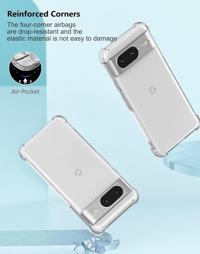 Handyhülle Für Google Pixel 8 - Transparent, Stoßfest, TPU Silikon, Rutschfest, Mit Display- & Kameraschutz
