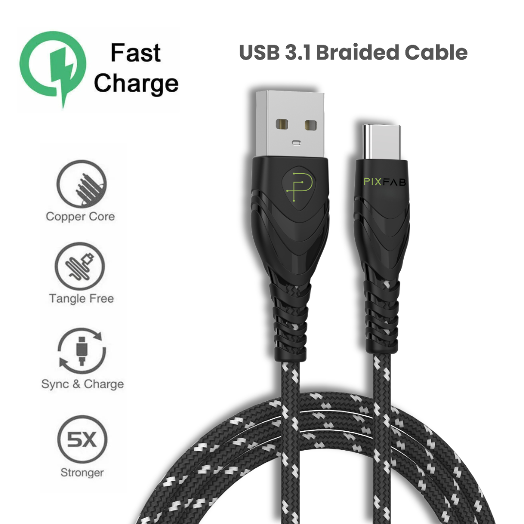 Cavo USB Tipo C Per TCL 10 5G - Intrecciato In Nylon, 1.3 Metri, Ricarica Rapida E Sincronizzazione, Colore Oro