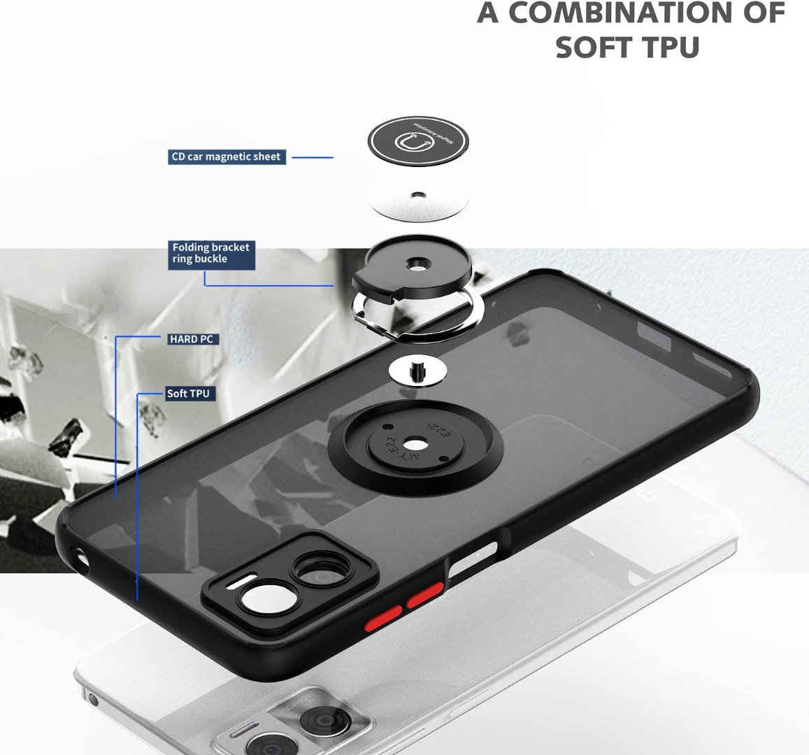 Custodia Antiurto Caseswill® Con Anello E Supporto Per Motorola Moto G55 G14 G54 E14 G13 G53 G73
