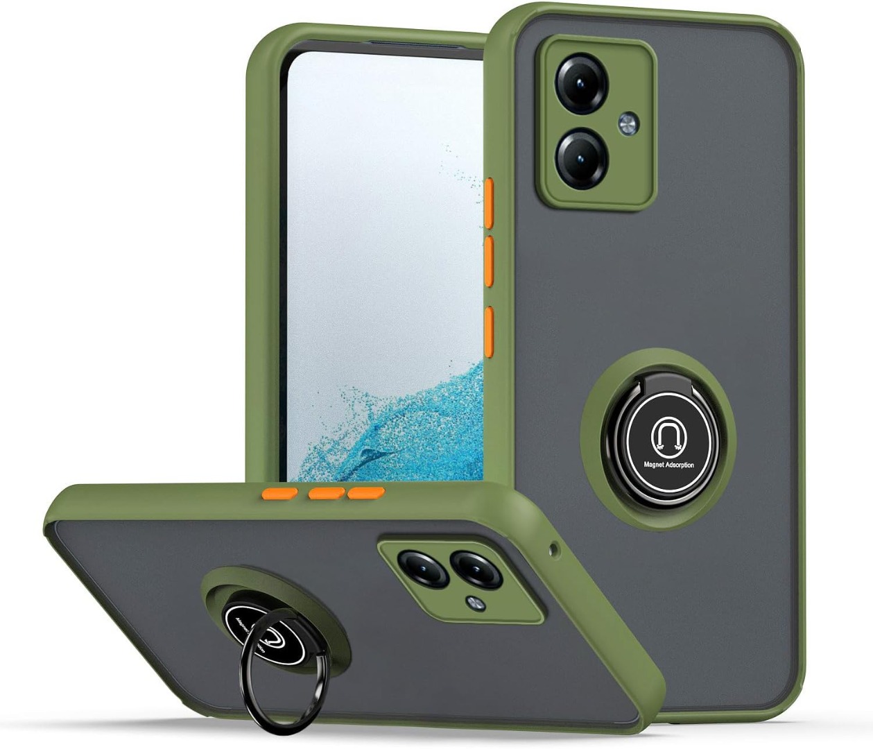 Custodia ESTH Con Sportellino Scorrevole E Anello Rotante Per Motorola Moto G14 – Nero, Cover Paraurti Con Supporto Magnetico